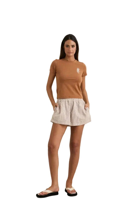 RHYTHM Women's Valley Stripe Short Tan Women's Shorts Rhythm 