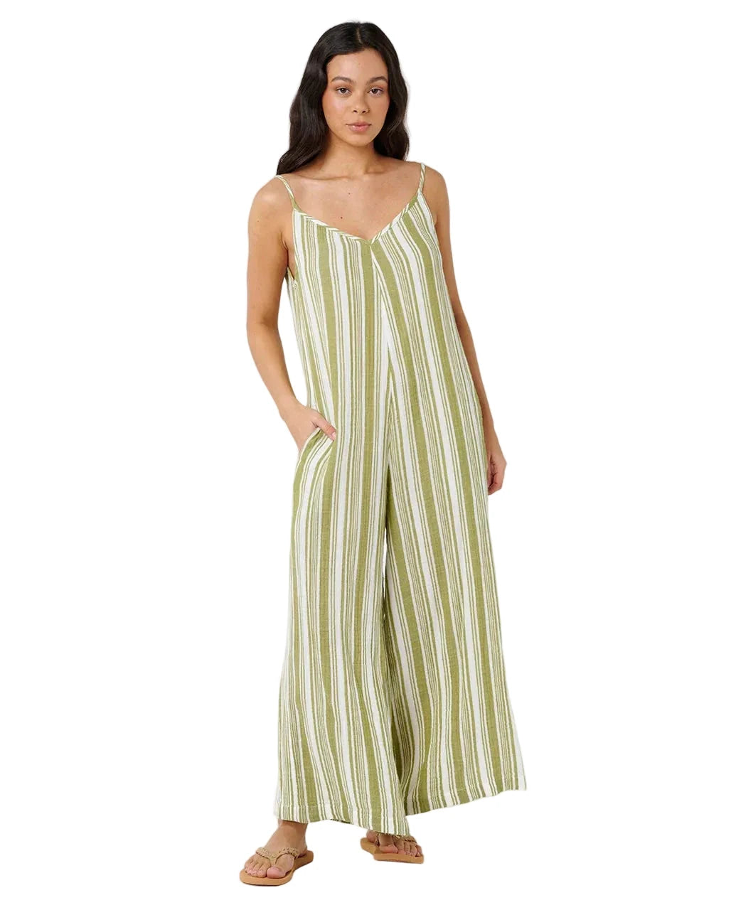 RIP CURL Women's Premium Surf Stripe Jumpsuit Olive Women's Rompers & Jumpsuits Rip Curl 