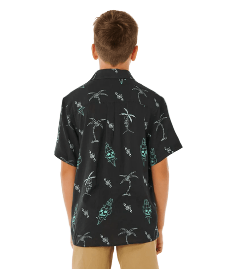RIP CURL Boy's Eternal Shred Short Sleeve Button Up Shirt Washed Black Boy's Short Sleeve Button Ups Rip Curl 
