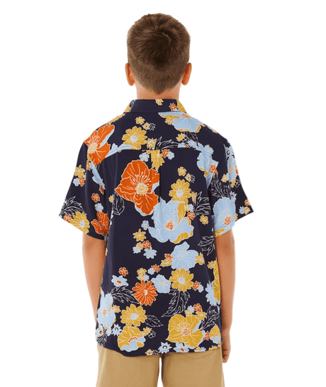 RIP CURL Boys Pacific Rinse Short Sleeve Button Up Dark Navy Boy's Short Sleeve Button Ups Rip Curl 