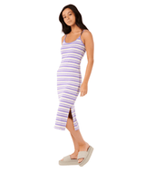 RIP CURL Women's Bobbi Stripe Midi Dress White/Purple Women's Dresses Rip Curl 