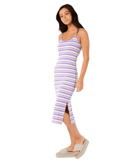 RIP CURL Women's Bobbi Stripe Midi Dress White/Purple Women's Dresses Rip Curl 