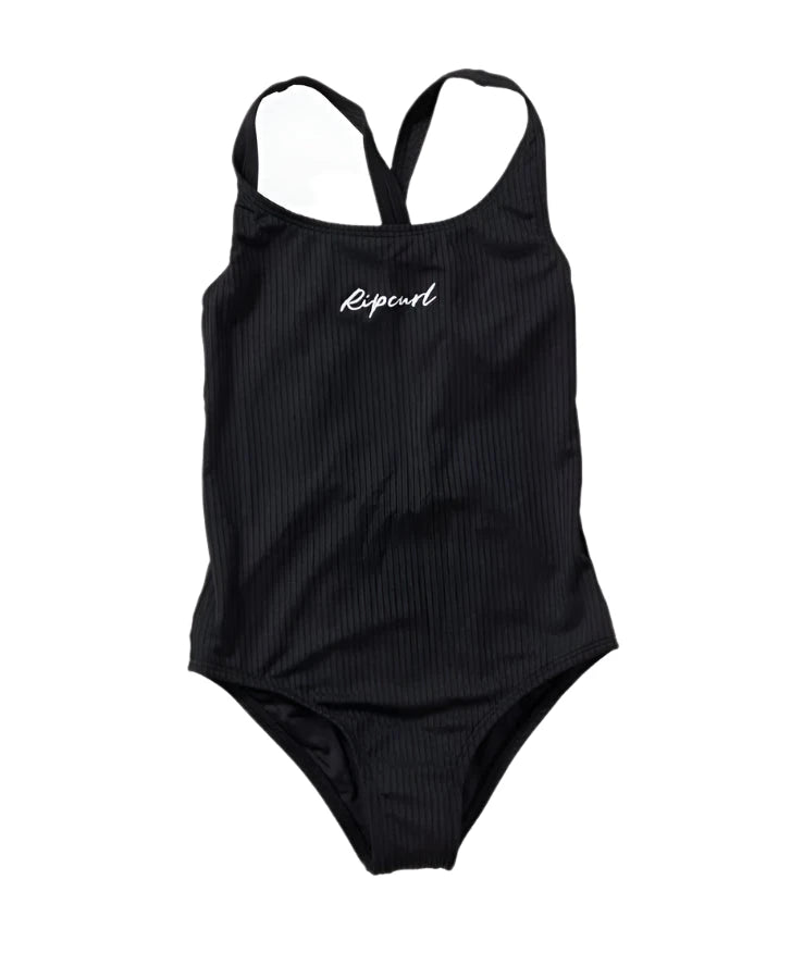 RIP CURL Girl's Premium Rib One Piece Swim Suit Black Girl's Swimwear Rip Curl 