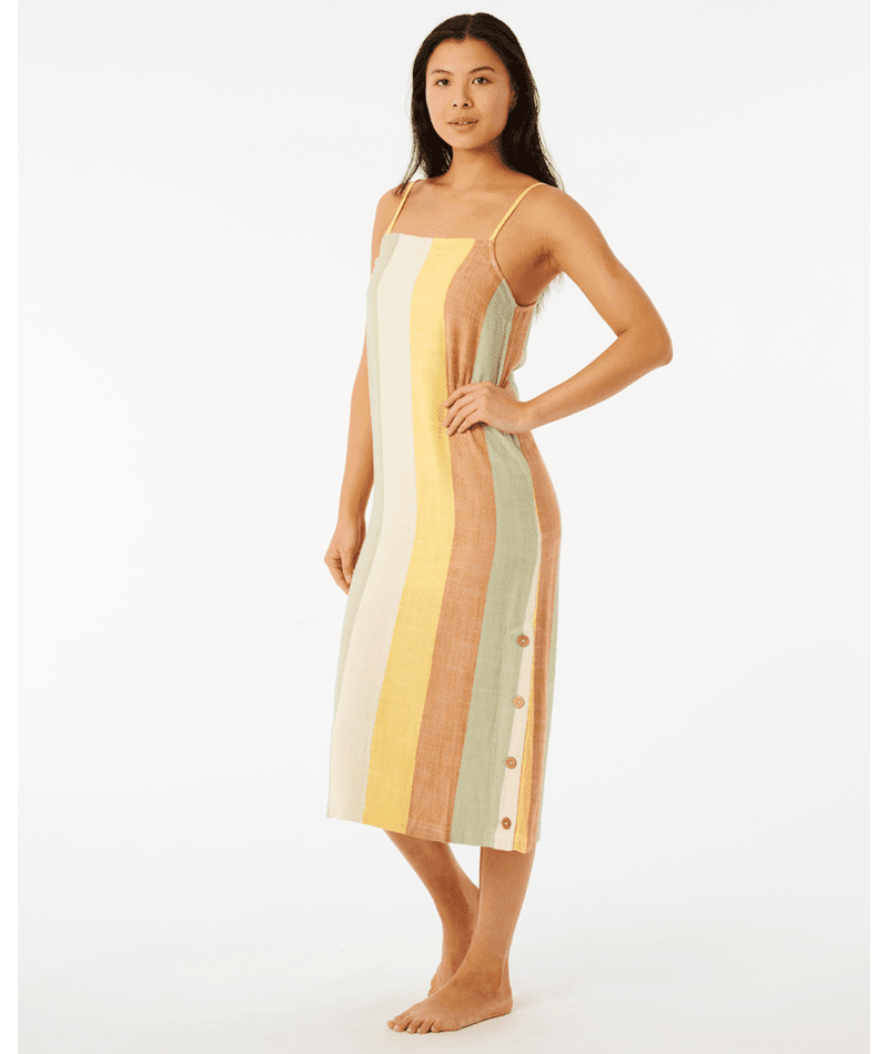 RIP CURL Women's Trippin Stripe Midi Dress Yellow Women's Dresses Rip Curl 