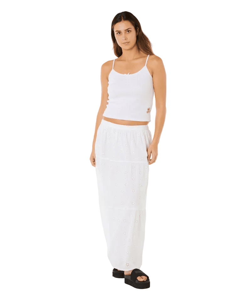 RIP CURL Women's Oasis Broderie Maxi Skirt White Women's Skirts Rip Curl 