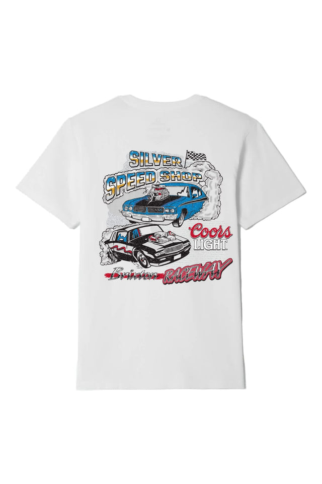 BRIXTON Coors Light Raceway Standard T-Shirt White Men's Short Sleeve T-Shirts Brixton 