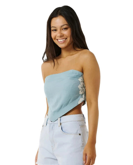 RIP CURL Women's Hibiscus Heat Halter Neck Top Mid Blue Women's Tank Tops and Halter Tops Rip Curl 