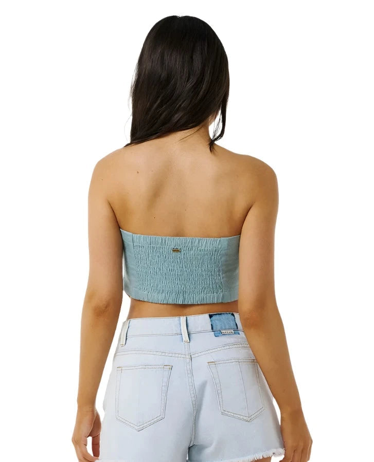 RIP CURL Women's Hibiscus Heat Halter Neck Top Mid Blue Women's Tank Tops and Halter Tops Rip Curl 