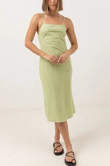 RHYTHM Women's Saskia Bias Cut Midi Dress Aloe Women's Dresses Rhythm 
