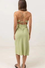 RHYTHM Women's Saskia Bias Cut Midi Dress Aloe Women's Dresses Rhythm 