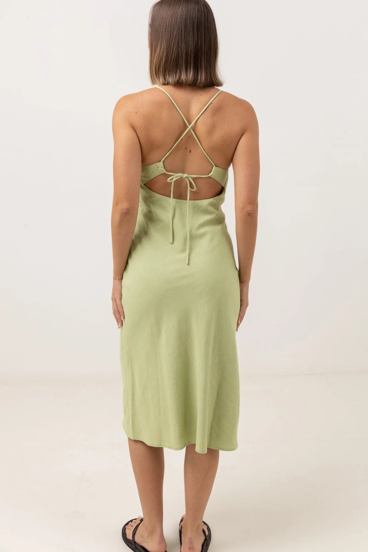 RHYTHM Women s Saskia Bias Cut Midi Dress Aloe Freeride Boardshop