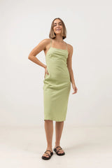 RHYTHM Women's Saskia Bias Cut Midi Dress Aloe Women's Dresses Rhythm 