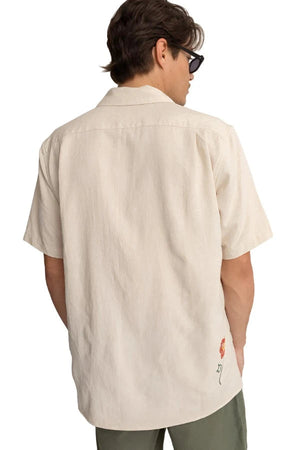 RHYTHM Flower Embroidery Button-Up Shirt Natutal Men's Short Sleeve Button Up Shirts Rhythm 