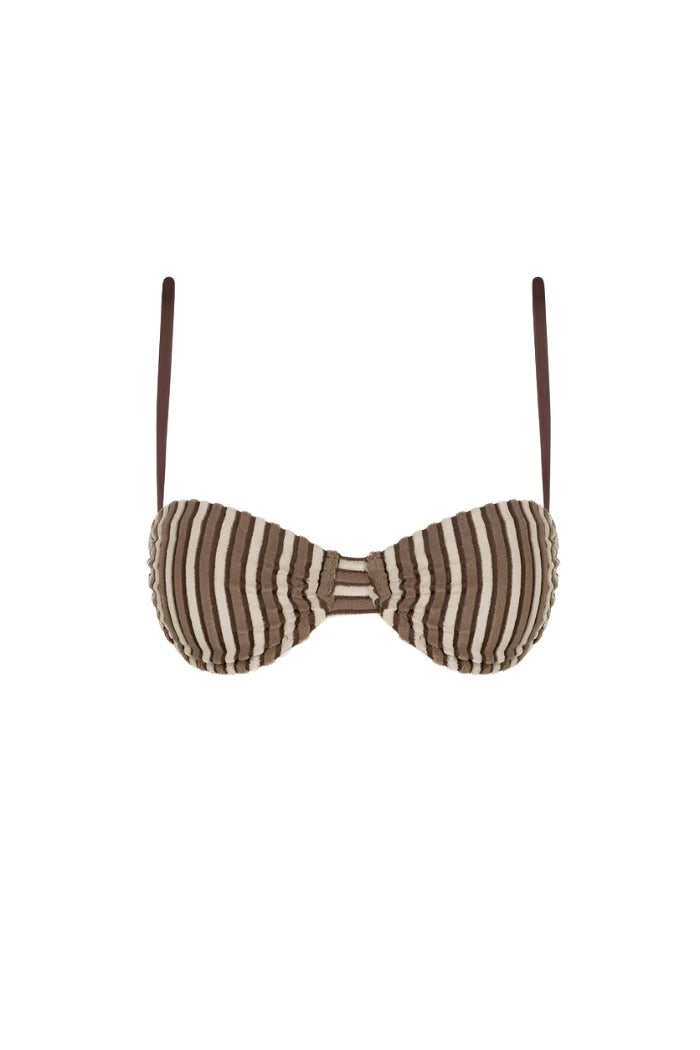 RHYTHM Women's Terry Sands Stripe Underwire Bikini Top Cocoa Women's Bikini Tops Rhythm 