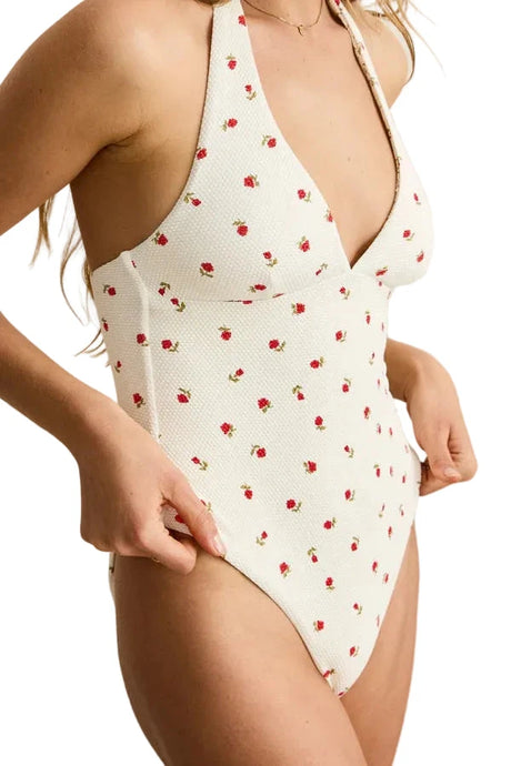 RHYTHM Mila Reversible Halter Neck One Piece Cream Women's One Pieces Rhythm 