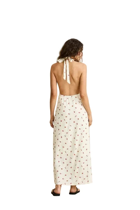 RHYTHM Women's Mila Floral Halter Neck Maxi Dress Cream Women's Dresses Rhythm 