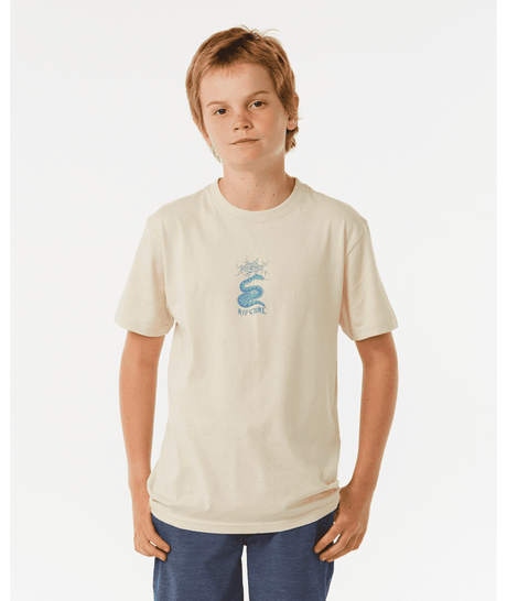 RIP CURL Boys Lost Island Snake T-Shirt Vintage White Boy's T-Shirts Rip Curl 