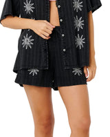 RIP CURL Women's Topanga Embroidered Shorts Black Women's Shorts Rip Curl 
