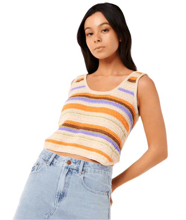 RIP CURL Women's Cala Nights Knit Crop Light Orange Men's Tank Tops Rip Curl 