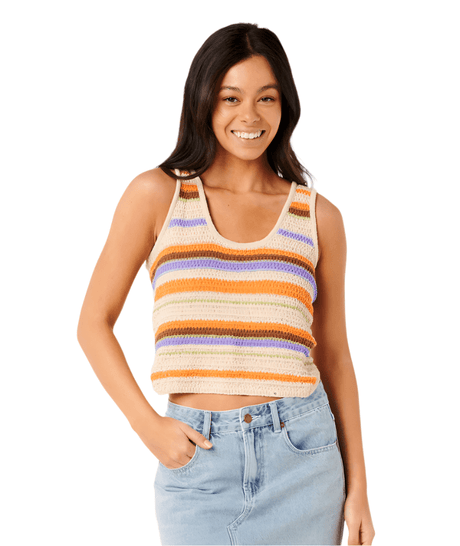 RIP CURL Women's Cala Nights Knit Crop Light Orange Men's Tank Tops Rip Curl 