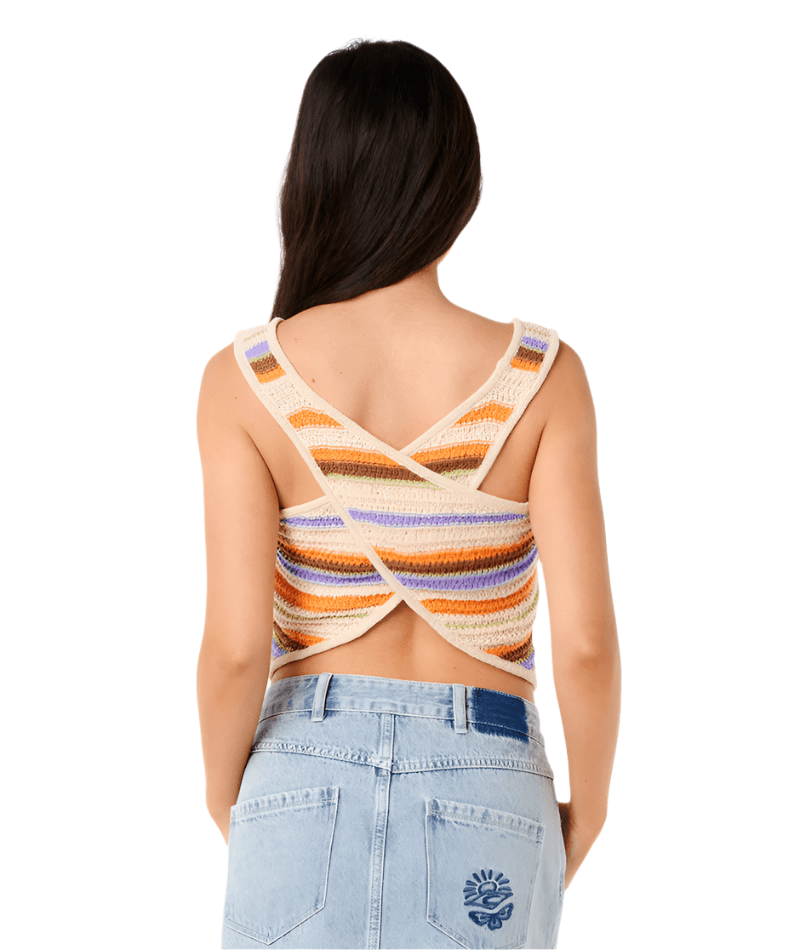 RIP CURL Women's Cala Nights Knit Crop Light Orange Men's Tank Tops Rip Curl 