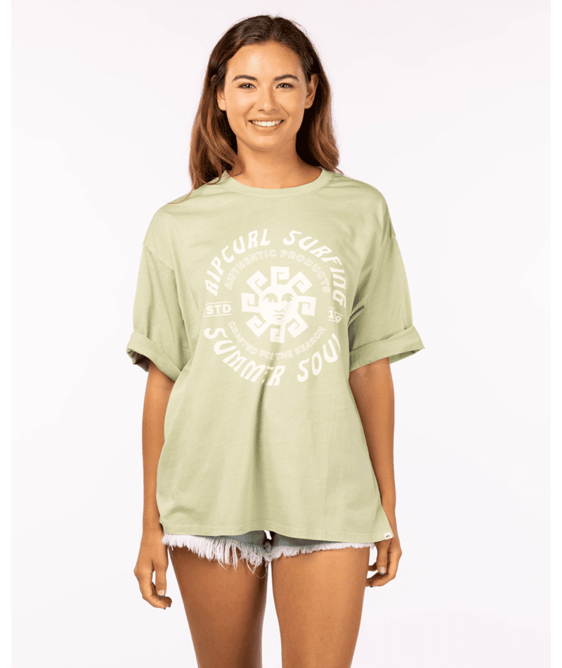 RIP CURL Women's Summer Soul Heritage T-Shirt Mid Green Women's T-Shirts Rip Curl 