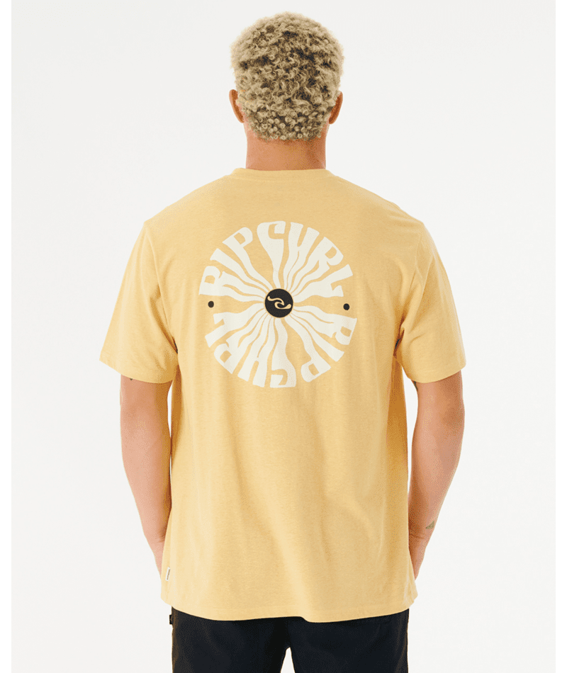 RIP CURL SWC Psyche Circles T-Shirt Washed Yellow Men's Short Sleeve T-Shirts Rip Curl 