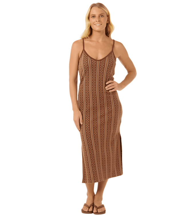 RIP CURL Women's San Carlos Jacquard Knit Midi Dress Brown Women's Dresses Rip Curl 