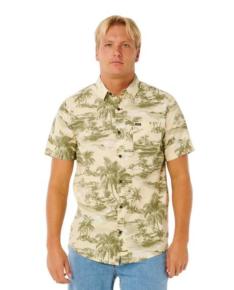 RIP CURL Sessions Short Sleeve Button Up Shirt Vintage White Men's Short Sleeve Button Up Shirts Rip Curl 