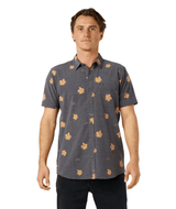 RIP CURL Sessions Aerotech Shorts Sleeve Button Up Washed Black Men's Short Sleeve Button Up Shirts Rip Curl 