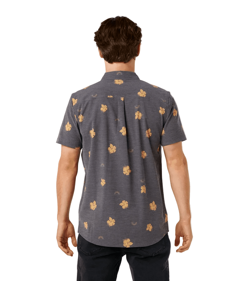 RIP CURL Sessions Aerotech Shorts Sleeve Button Up Washed Black Men's Short Sleeve Button Up Shirts Rip Curl 