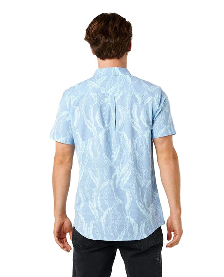 RIP CURL Sessions Aerotech Shorts Sleeve Button Up Faded Denim Men's Short Sleeve Button Up Shirts Rip Curl 