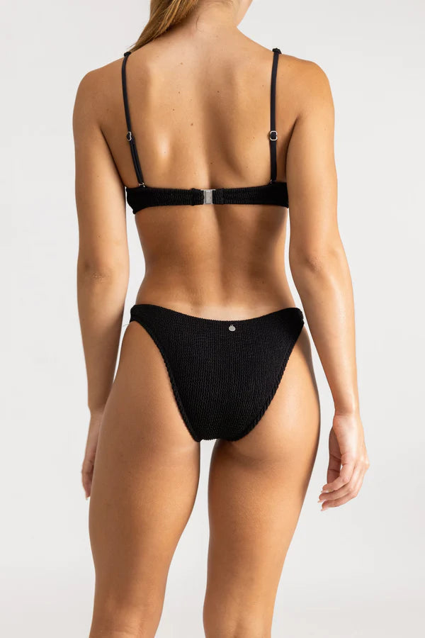 RHYTHM Women's Wave Break Hi Cut Bikini Bottom Black Women's Bikini Bottoms Rhythm 