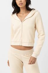 RHYTHM Women's Light Layers Zip Up Hoodie Cream Women's Zip Hoodies Rhythm 