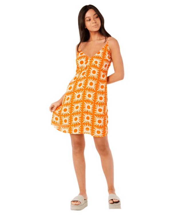 rip curl orange dress Rip Curl IBIZA WRAP Short Sleeve Short Dress Orange S Woman