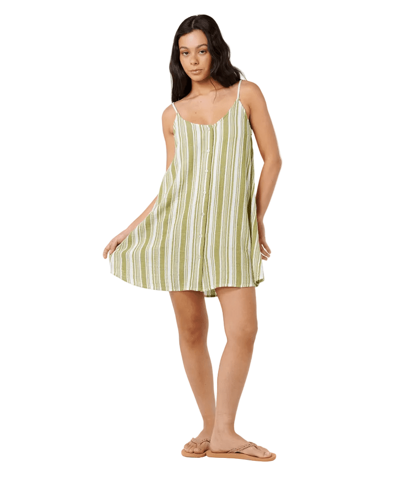 RIP CURL Women's Premium Surf Stripe Cover Up Olive Women's Dresses Rip Curl 