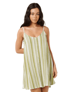 RIP CURL Women's Premium Surf Stripe Cover Up Olive Women's Dresses Rip Curl 