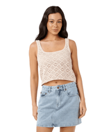 RIP CURL Women's Half Moon Bay Crochet Top Sand Women's Tank Tops and Halter Tops Rip Curl 