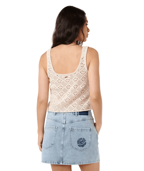 RIP CURL Women's Half Moon Bay Crochet Top Sand Women's Tank Tops and Halter Tops Rip Curl 