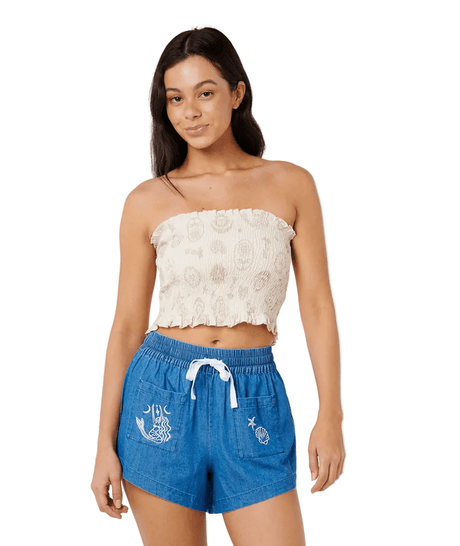 RIP CURL Women's Catalina Island Shirred Top Natural Women's Tank Tops and Halter Tops Rip Curl 