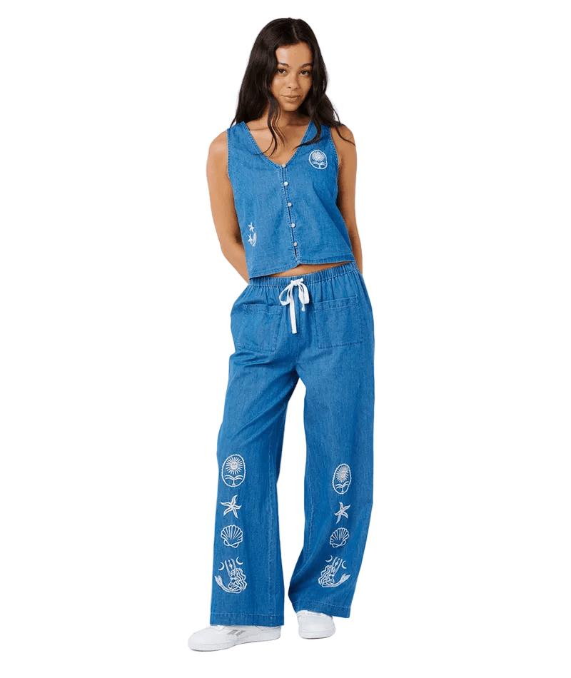 RIP CURL Women's Catalina Island Chambray Vest Mid Blue Women's Tank Tops and Halter Tops Rip Curl 
