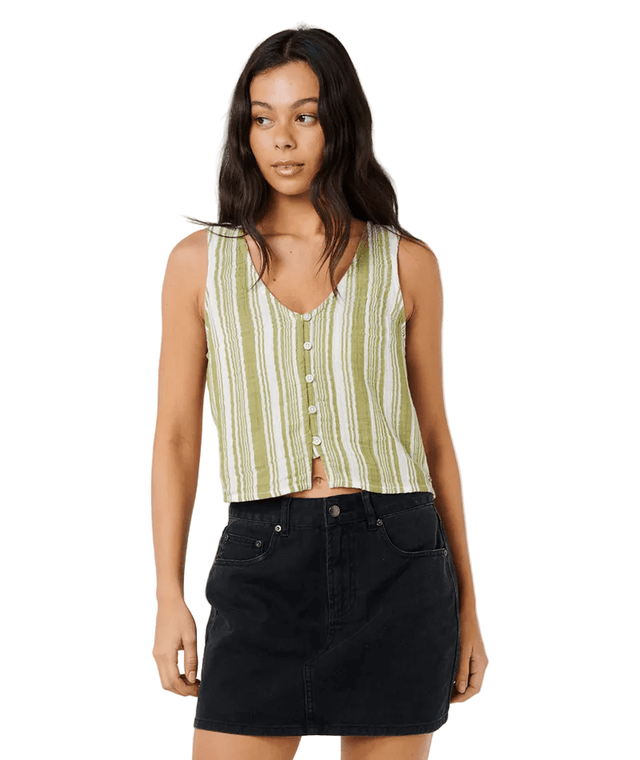 RIP CURL Women's Premium Surf Stripe Top Olive Women's Tank Tops and Halter Tops Rip Curl 
