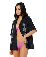 RIP CURL Women's Topanga Embroidered Button Up Shirt Black Women's Flannels and Button Ups Rip Curl 