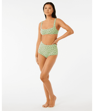 RIP CURL Women's Summer Check Jacquard Boyleg Bikini Bottom Green Women's Bikini Bottoms Rip Curl 