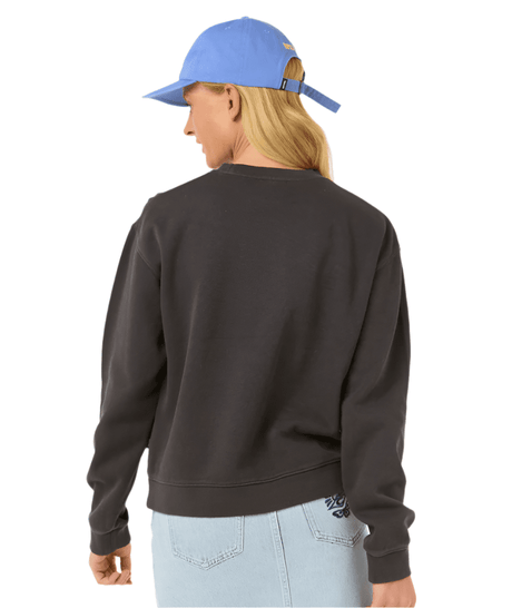 RIP CURL Women's Luna Relaxed Crew Washed Black Women's Crewnecks Rip Curl 