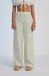 RHYTHM Women's Paloma Floral Wide Leg Pant Aqua Women's Pants Rhythm 
