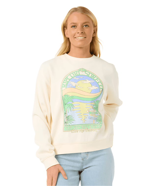 RIP CURL Women's Sun & Sea Relaxed Crew Bone Women's Crewnecks Rip Curl 