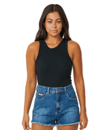 RIP CURL Women's Classic Ribbed Tank Top Black Women's Tank Tops and Halter Tops Rip Curl 