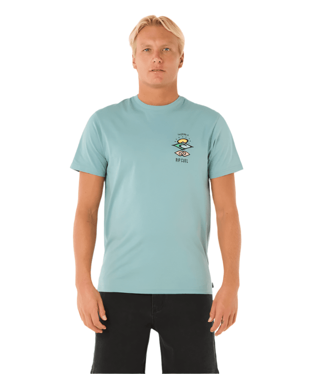 RIP CURL Search Icon T-Shirt Blue/Lagoon Men's Short Sleeve T-Shirts Rip Curl 