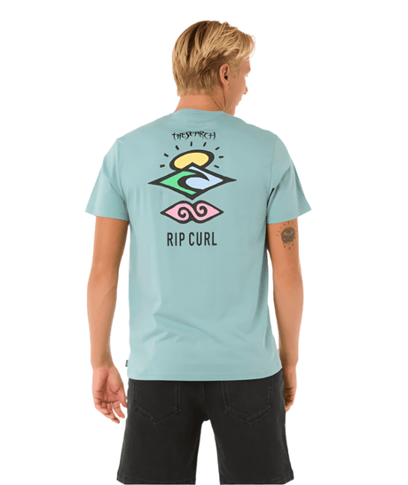 RIP CURL Search Icon T-Shirt Blue/Lagoon Men's Short Sleeve T-Shirts Rip Curl 